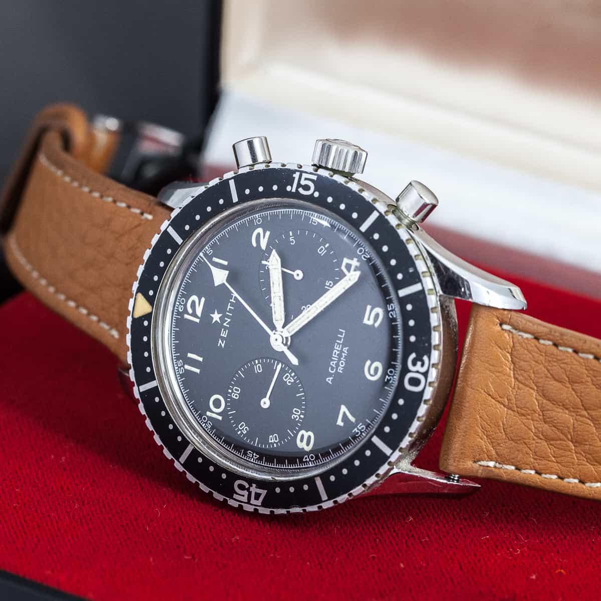 Harvinainen Zenith "A.Cairelli, Roma" lentäjän kronografi