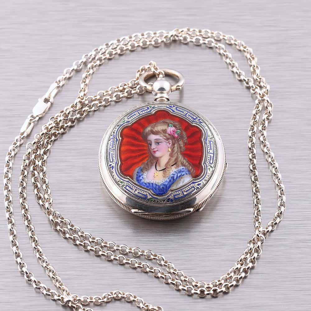 Enameled pendant watch from the 1850s - Image 2