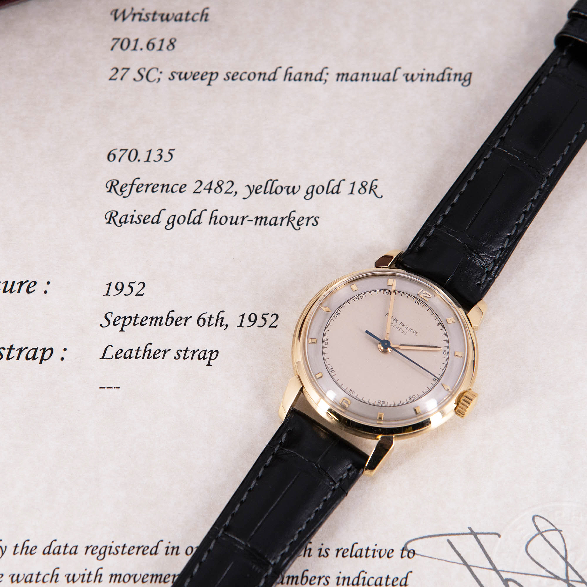 18k Patek Philippe Calatrava "Sector dial" 2482 vuodelta 1952 - Image 6