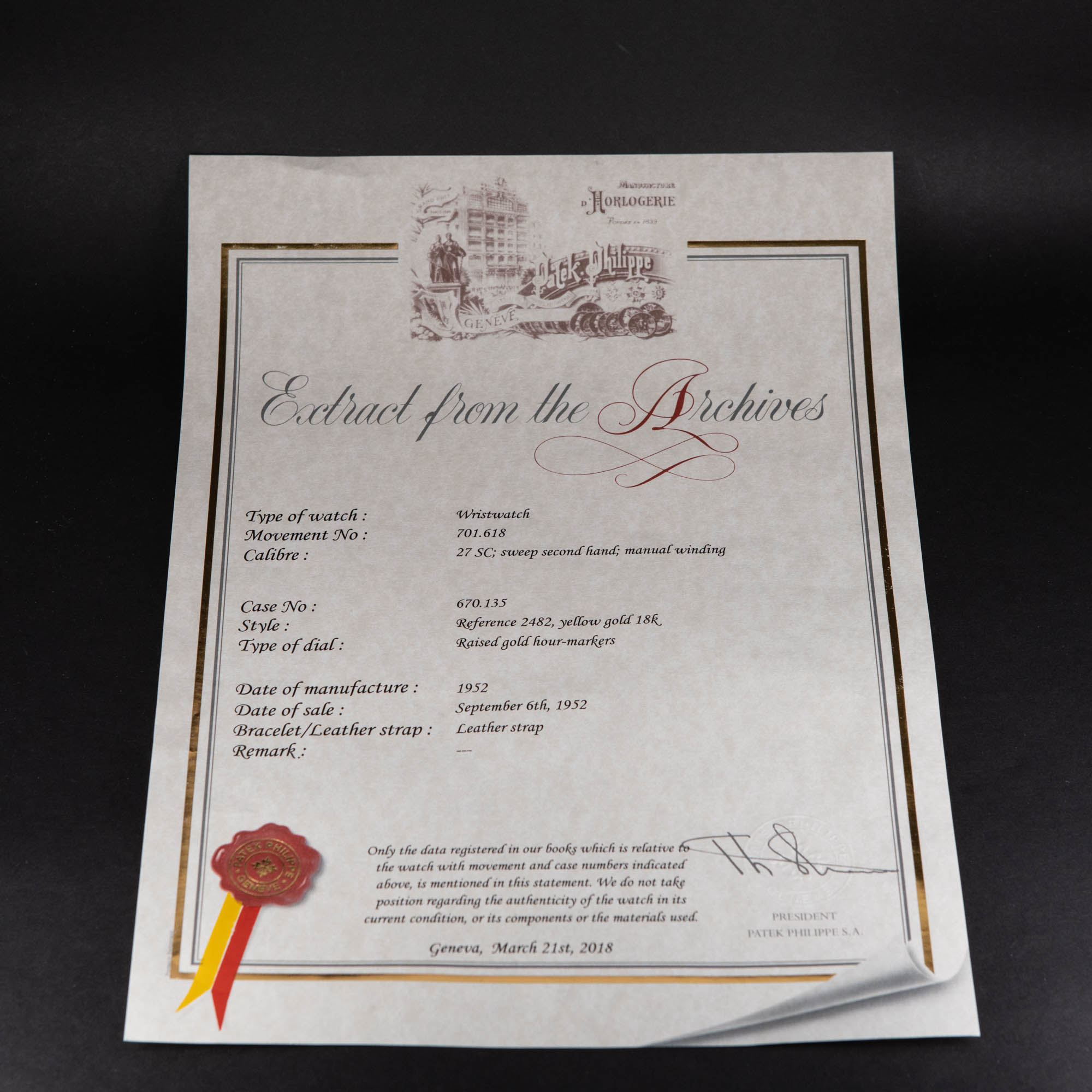 18k Patek Philippe Calatrava "Sector dial" 2482 vuodelta 1952 - Image 9