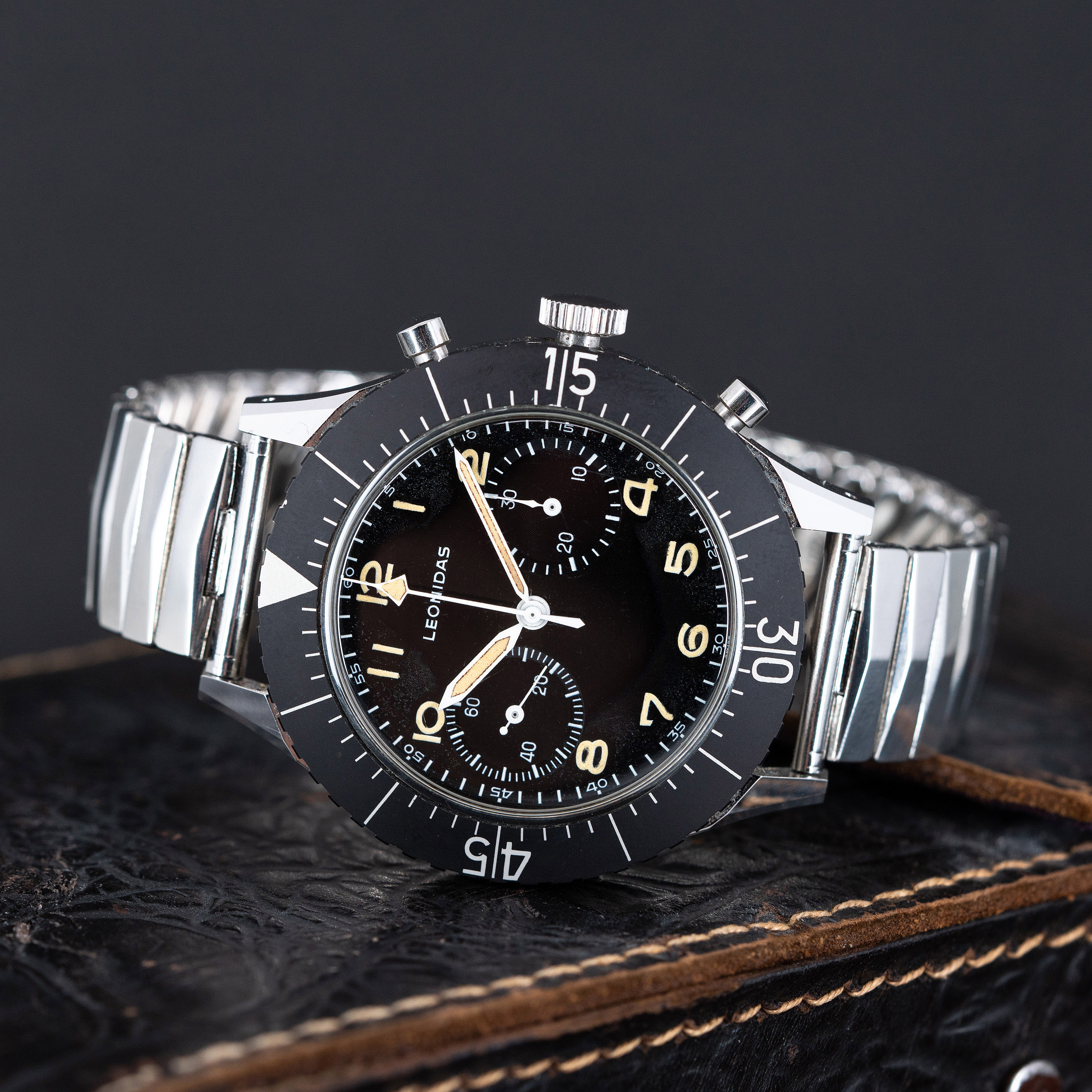 Leonidas TIPO CP-2 Esercito Italiano lentäjän kronografi vuodelta 1965 - Image 3