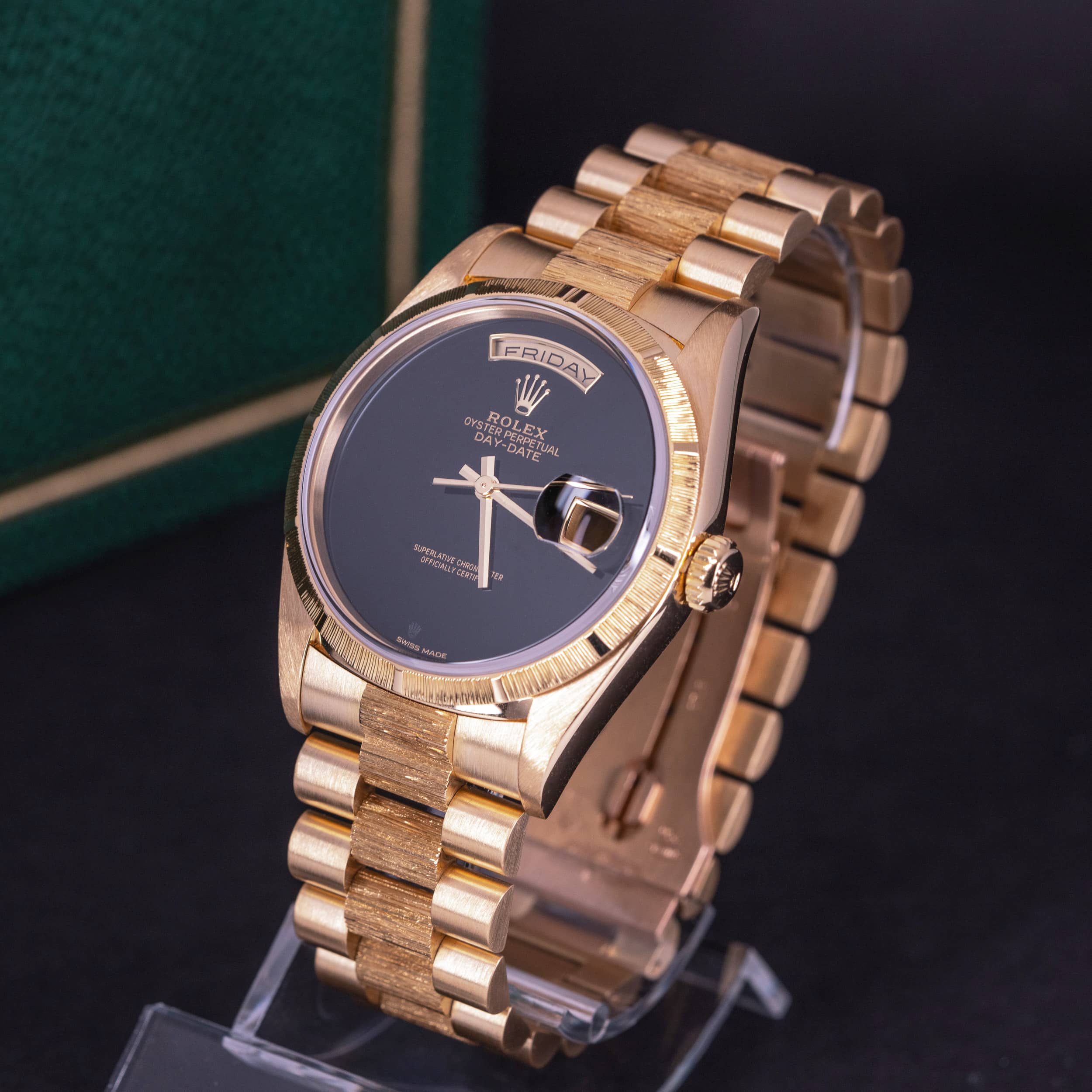 18k Rolex Day-Date 18248 Bark-Onyx vuodelta 1999 FULL-SET - Image 3