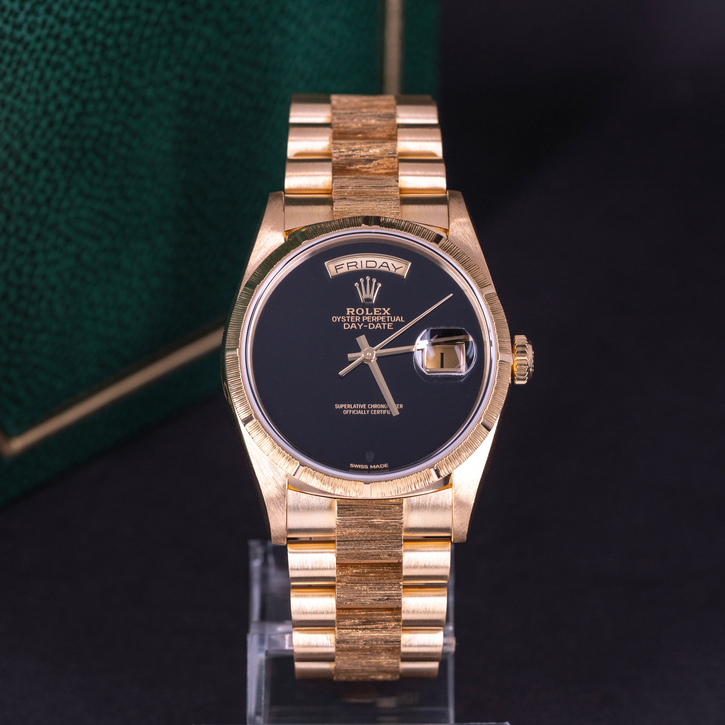 18k Rolex Day-Date 18248 Bark-Onyx vuodelta 1999 FULL-SET - Image 2