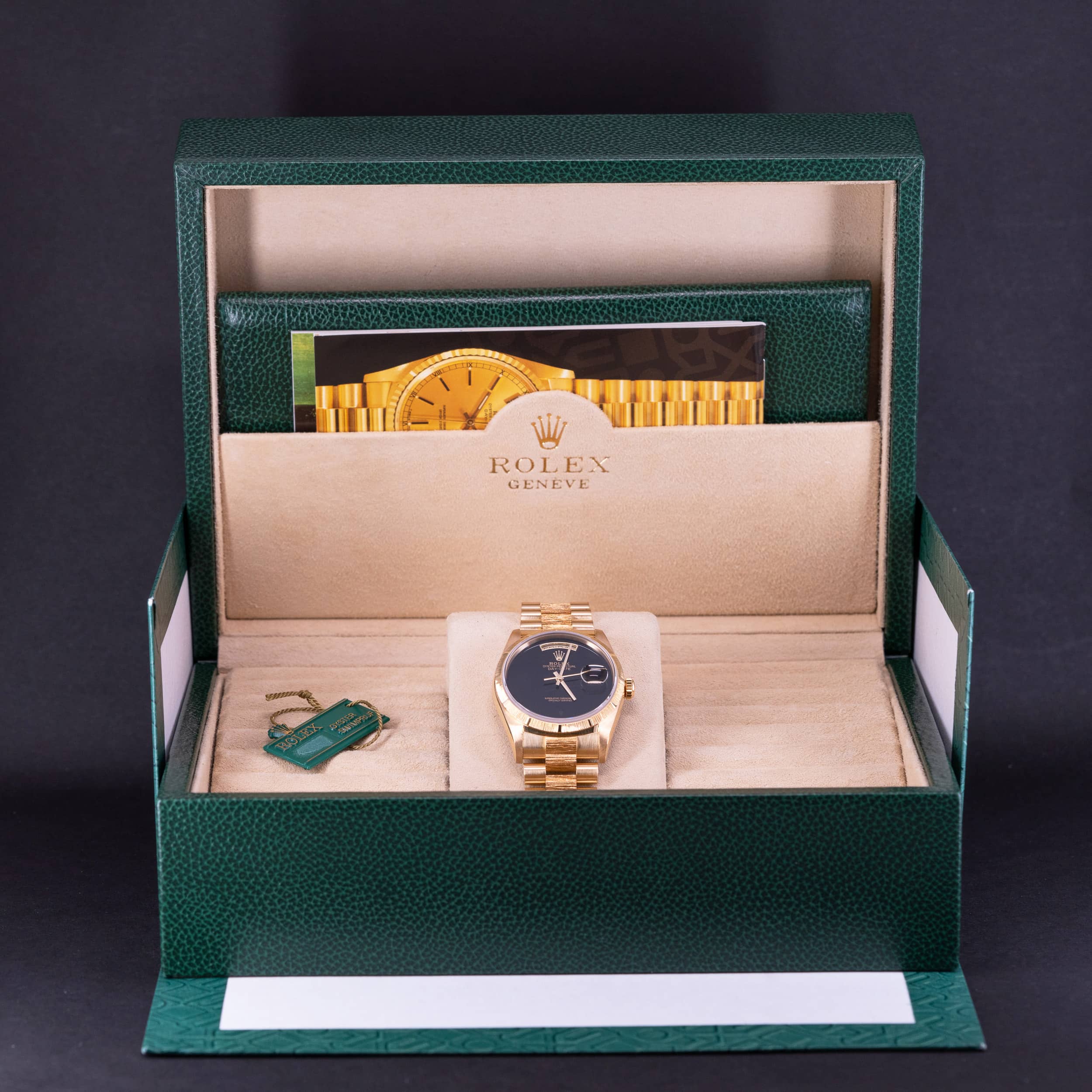 18k Rolex Day-Date 18248 Bark-Onyx vuodelta 1999 FULL-SET - Image 10