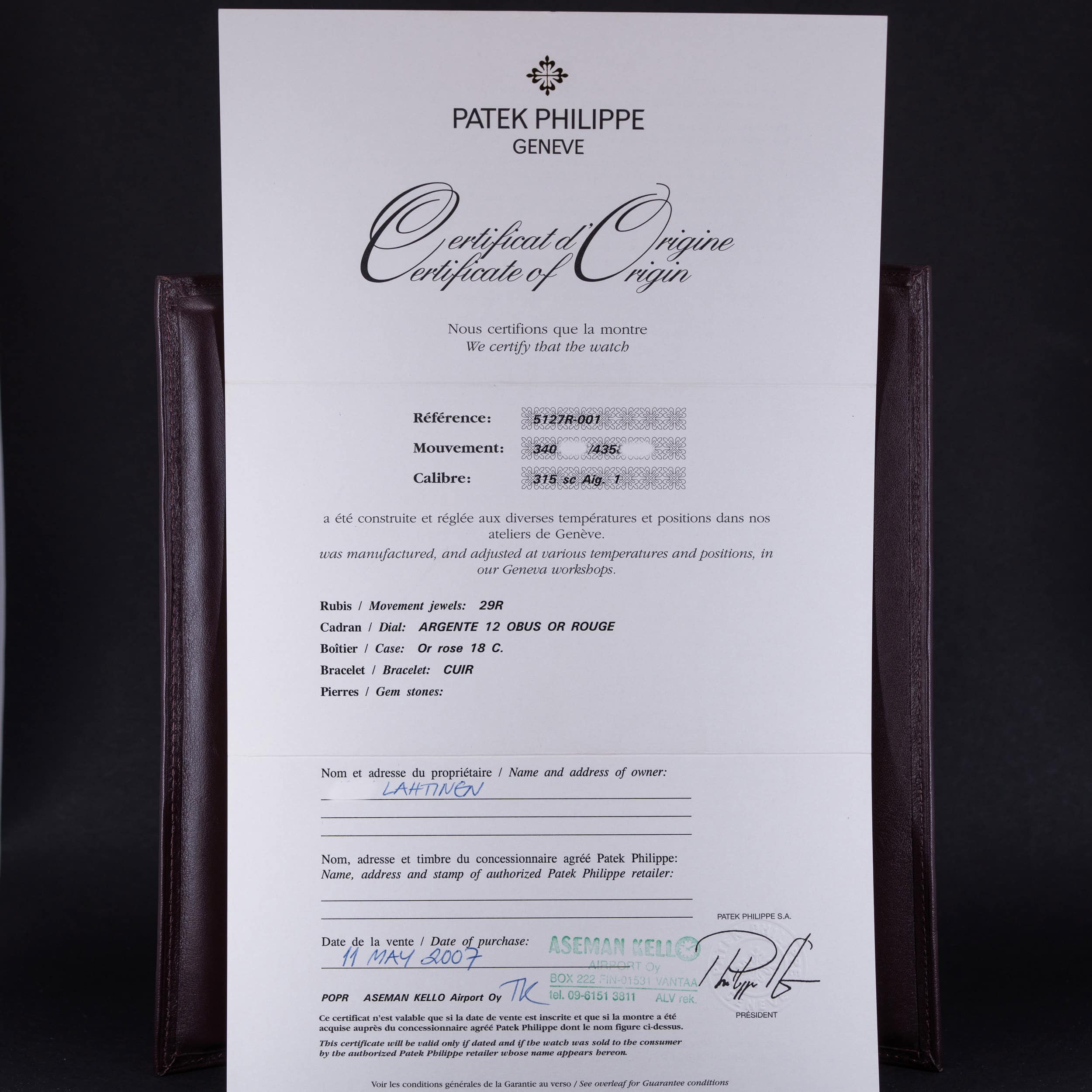 18k Patek Philippe Calatrava 5127R vuodelta 2007 FULL-SET, SUOMIKELLO - Image 9
