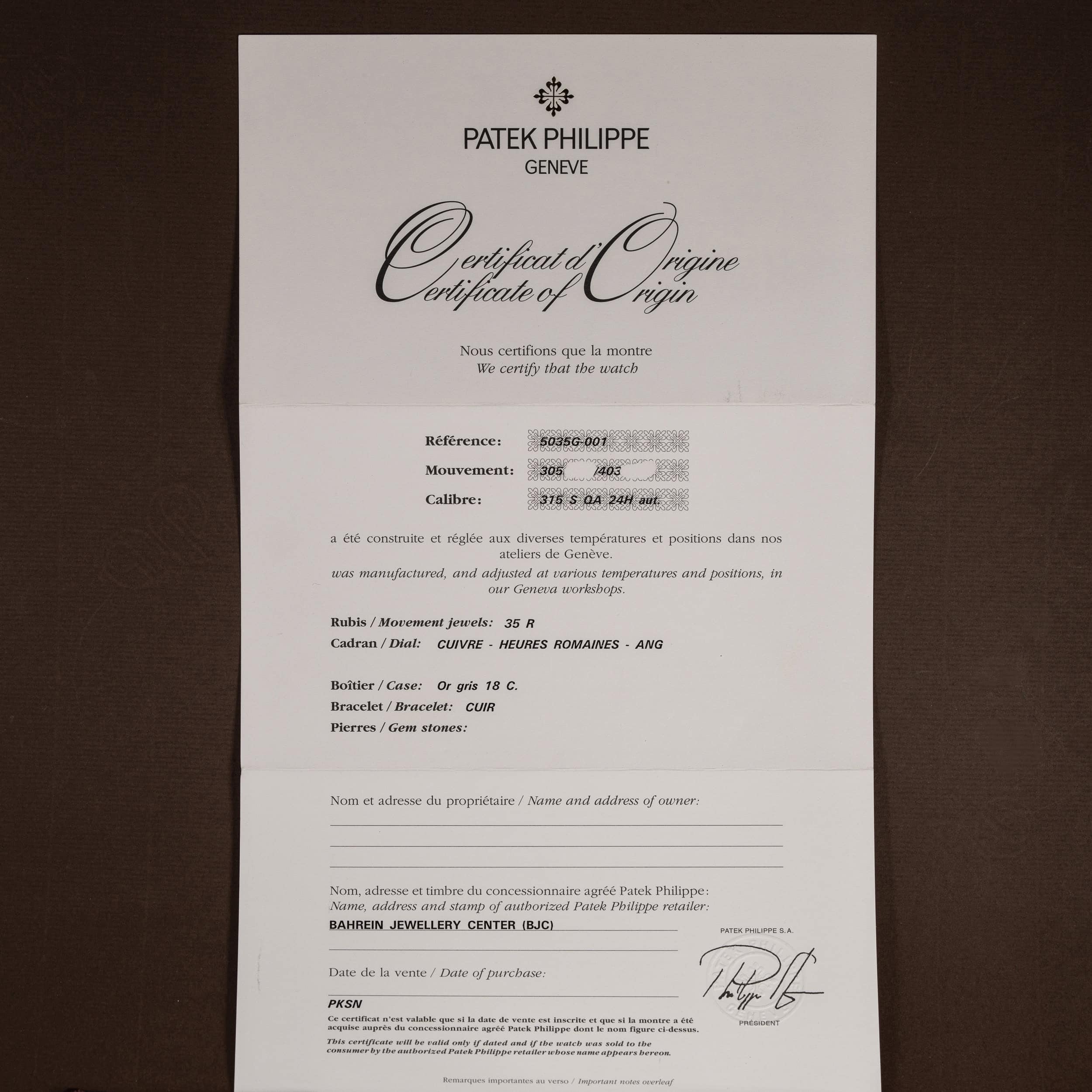 18k Patek Philippe Annual Calendar Salmon 5035G vuodelta 1998, FULL-SET - Image 12